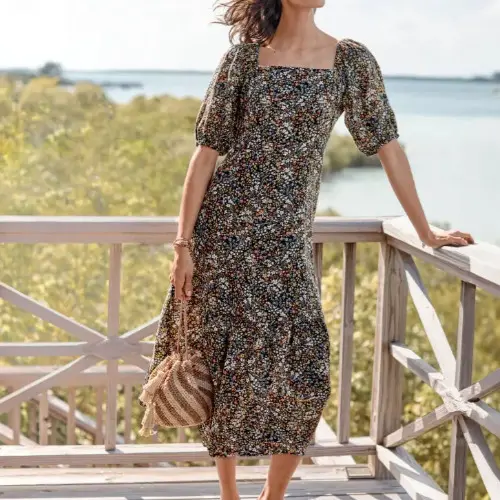 花卉圖案中長裙